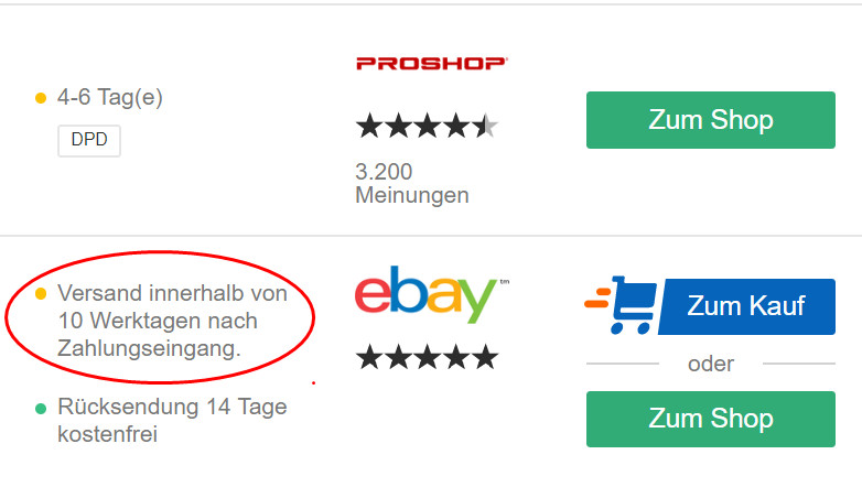 Kein gutes Zeichen: Sofort bezahlen aber lange auf die Lieferung warten müssen. Kein gutes Zeichen: Sofort bezahlen aber lange auf die Lieferung warten müssen.