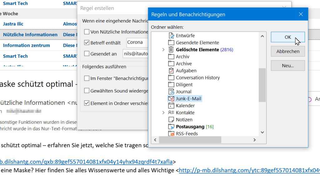 Wie Sie SpamMails in Outlook mit Regeln effektiv aussortieren