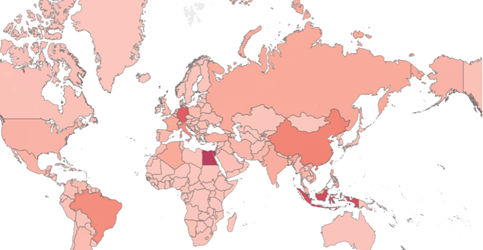 Figure 4 - Windows PE Top attacked countries in Q1 Figure 4 - Windows PE Top attacked countries in Q1
