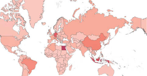 Figure 4 - Windows PE Top attacked countries in Q1