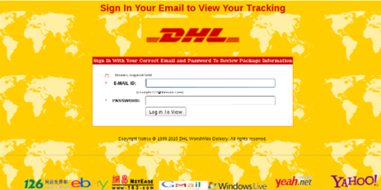 Figure 23 - Common DHL phishing attack