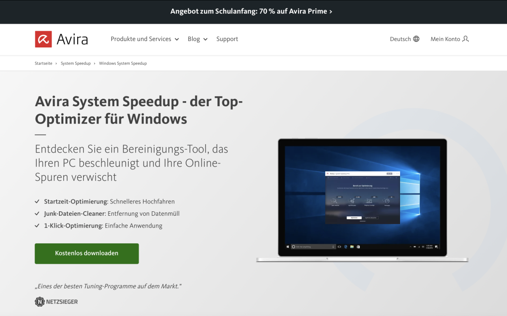 Laptop schneller machen mit Avira System Speedup 