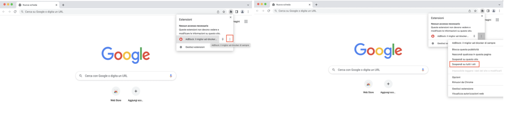 Disattiva AdBlock su Chrome