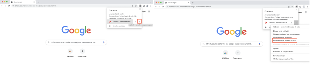 Désactiver AdBlock dans Chrome