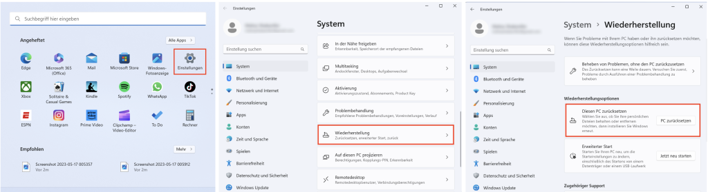 Windows 11 Betriebssystem wiederherstellen