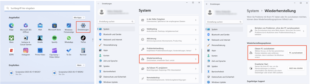 Windows 11 Betriebssystem wiederherstellen 