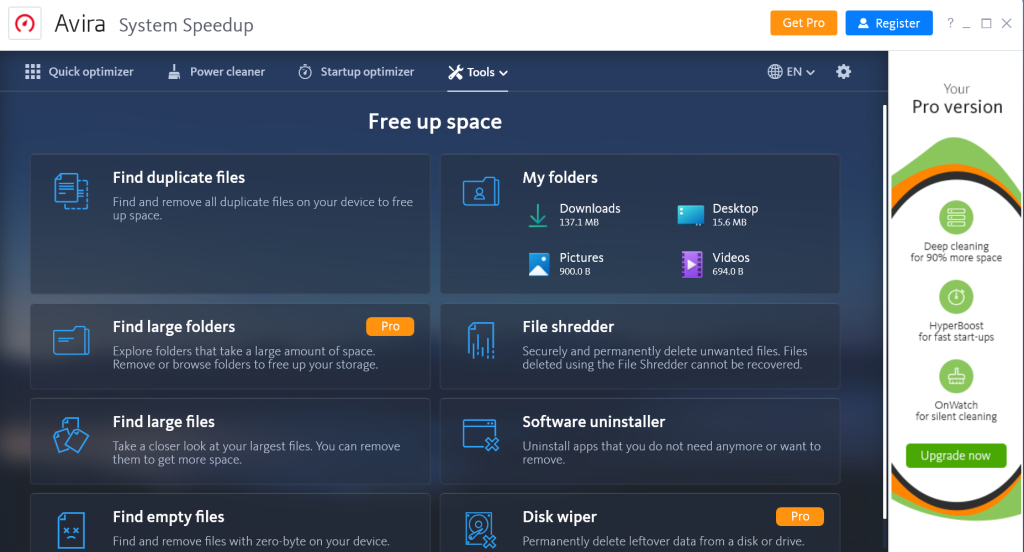 Cleanup your PC: For a zippy Windows laptop or PC Avira System Speedup includes a comprehensive suite of tools for a thorough PC deep clean