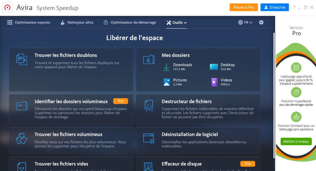 Nettoyez votre PC : pour un ordinateur portable ou un PC Windows performant Avira System Speedup comprend une suite complète d’outils pour un nettoyage en profondeur du PC.