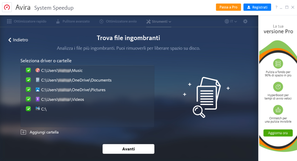 Esegui la pulizia del tuo PC: per un portatile o un PC Windows veloce Avira System Speedup analizza e controlla le unità e i file sul tuo PC o portatile Windows