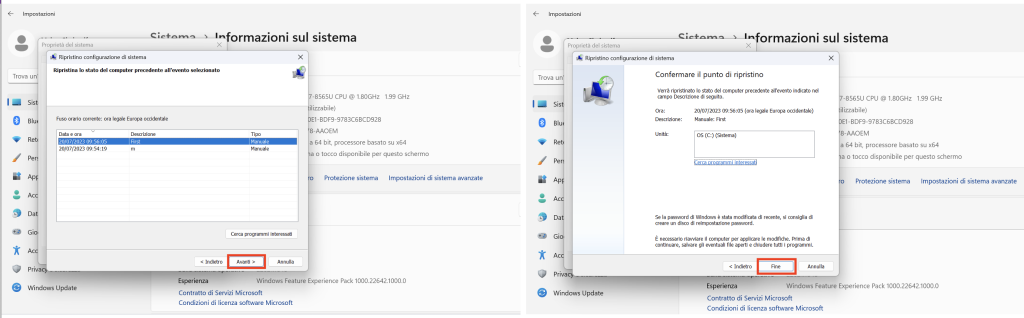 Utilizza Ripristino configurazione di sistema per ripristinare i dati eliminati