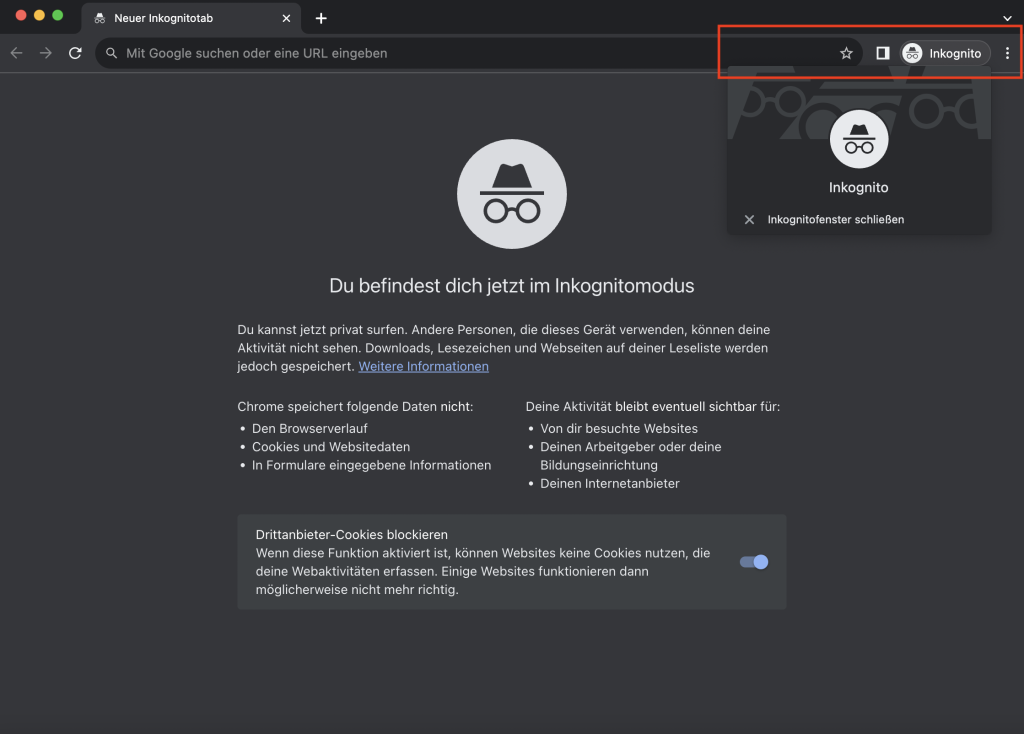 Google Chrome Inkognito Modus deaktivieren