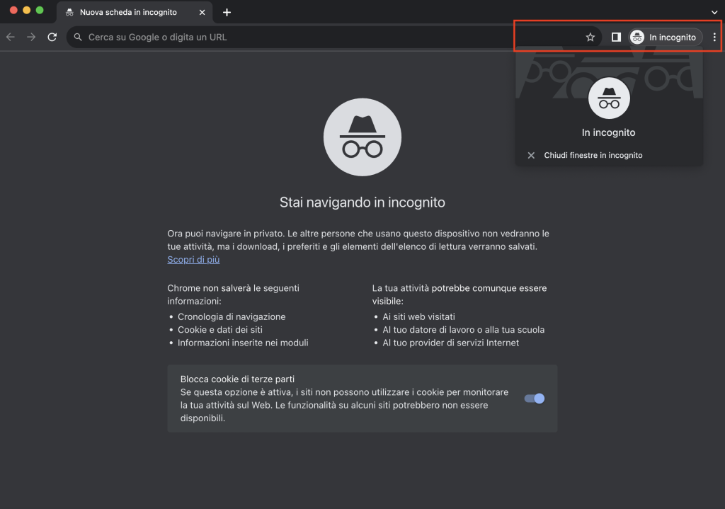 Come uscire dalla modalità in incognito in Chrome