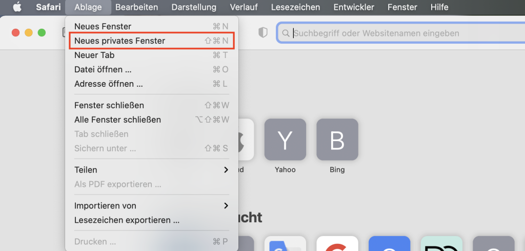 Privat Surfen in Safari auf dem Mac