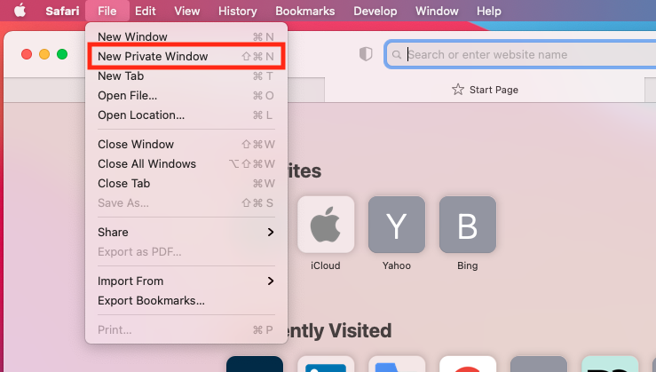 Private browsing in Safari on your Mac