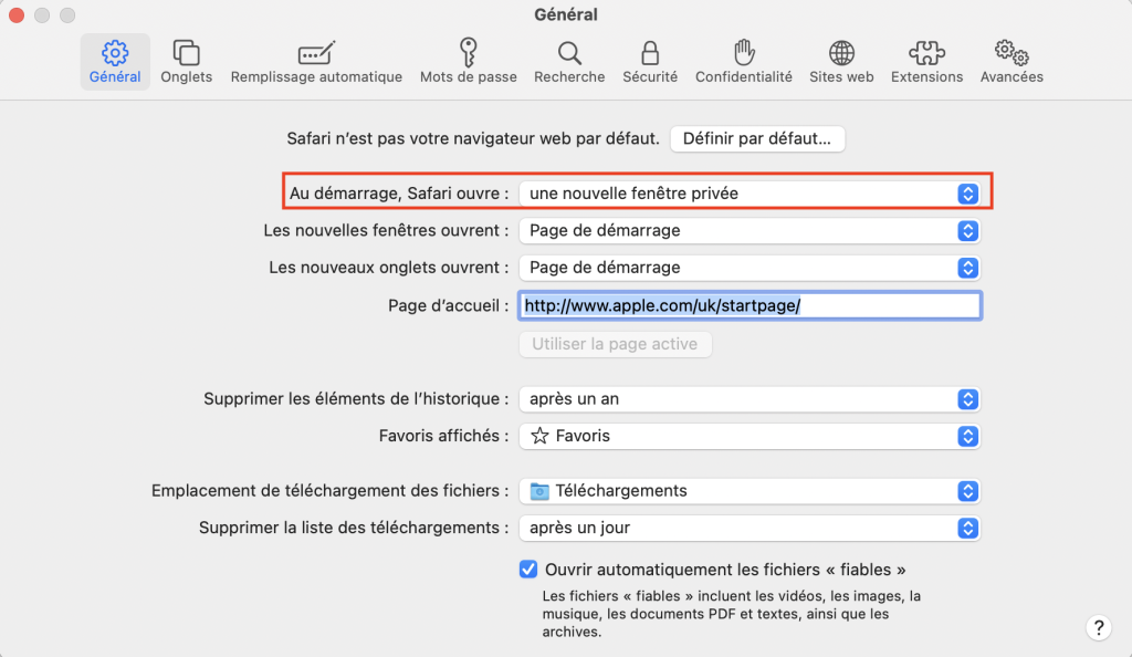 Mode privé dans Safari pour Mac