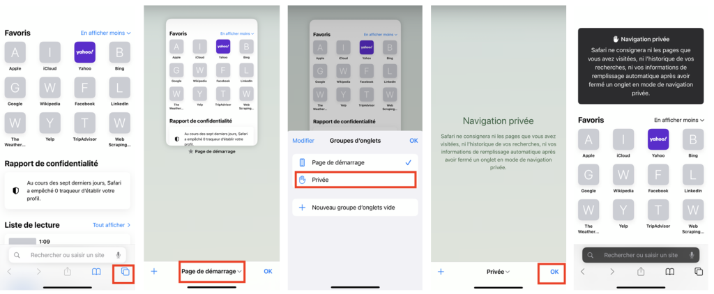 Navigation privée sur iPhone
