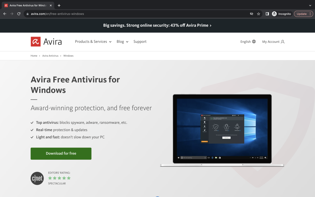 Avira Free Antivirus for Windows