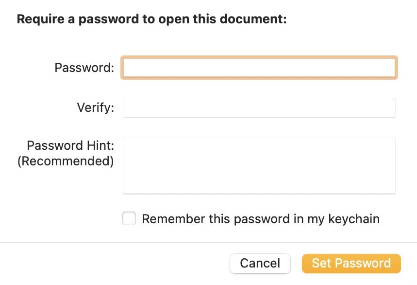 Password protection for Apple Pages