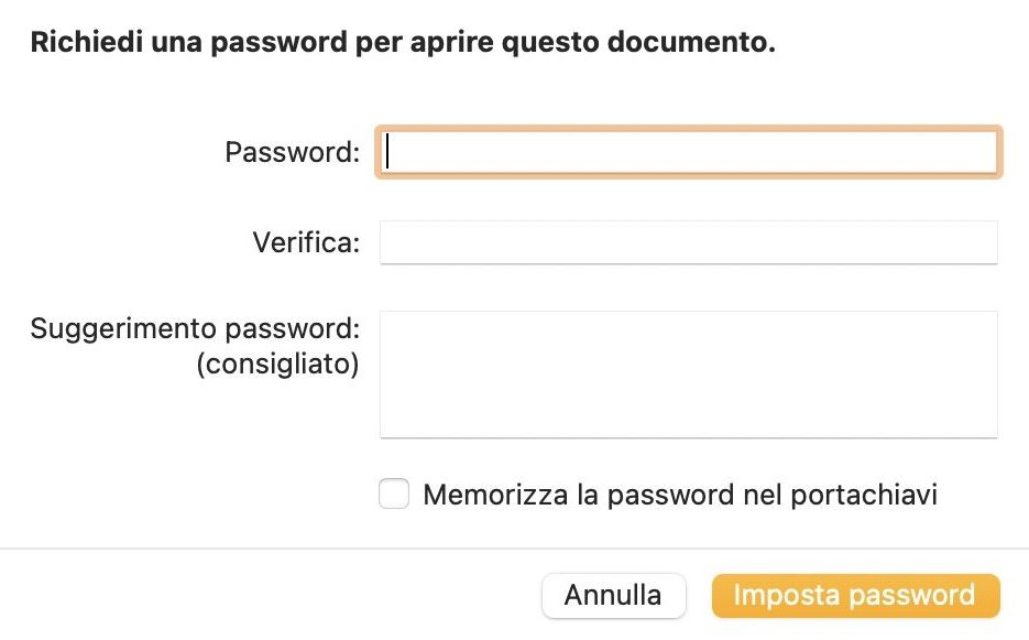 Protezione con password per Apple Pages