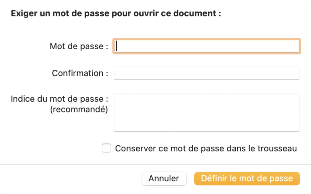 Protection par mot de passe pour Apple Pages