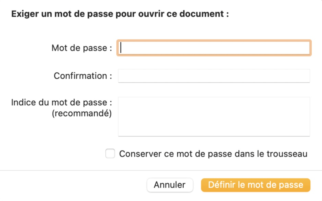 Protection par mot de passe pour Apple Pages