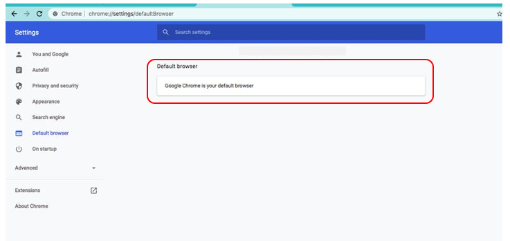 Click “Default browser” in the menu on the left.