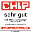 Beim großen Vergleichstest von CHIP kam Avira Password Manager unter die Top 3 und wurde als beste Lösung aus Deutschland bewertet.