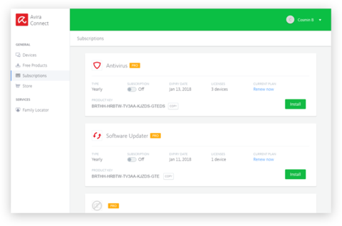 Avira Connect Dashboard