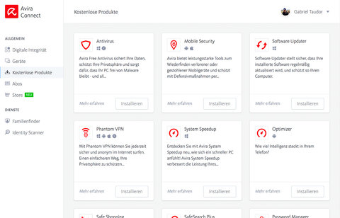Avira Connect Dashboard Desktop Screenshot