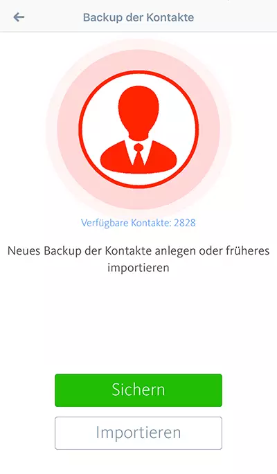 Avira Contacts Backup iOS Screenshot