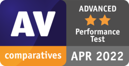 Awarded Advanced Performance Test by AV Comparatives in April 2022
